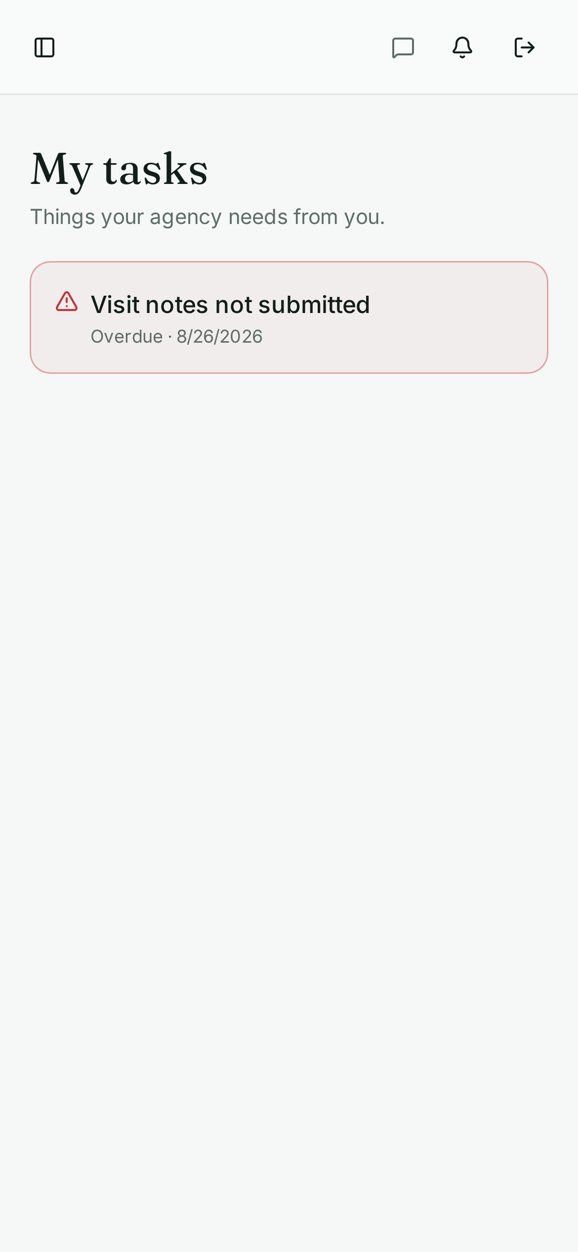 Care plan task checklist in the Clovina Health caregiver app